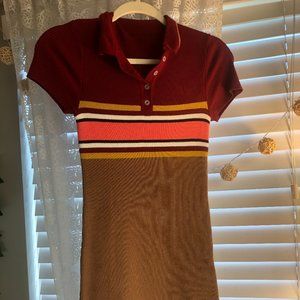 UO striped ribbed polo dress